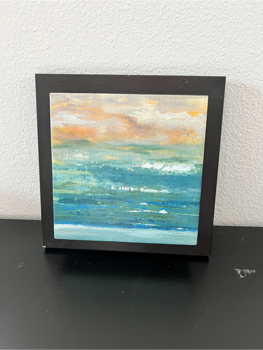 Coastal Horizon Framed Wall Art - Teal and Gold